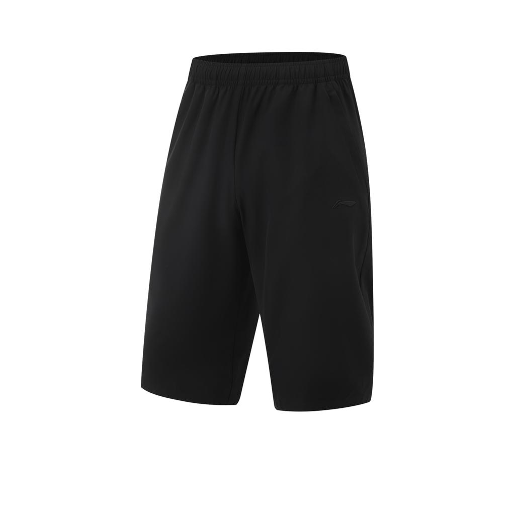Li-Ning Fitness Series Sports Simple Solid Color Seven-Point Pants Casual Shorts Men Shorts Black AKQV005-2