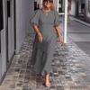 2026 Spring/Summer Women's Solid Color Loose Puff Sleeve Dress
