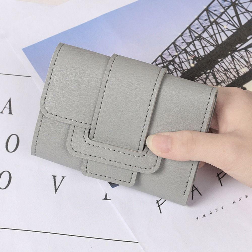Thin Pouch Money Bag Card Holder Short Hasp Fold-over Purses PU Leather Wallets Coin Purses Women Wallets