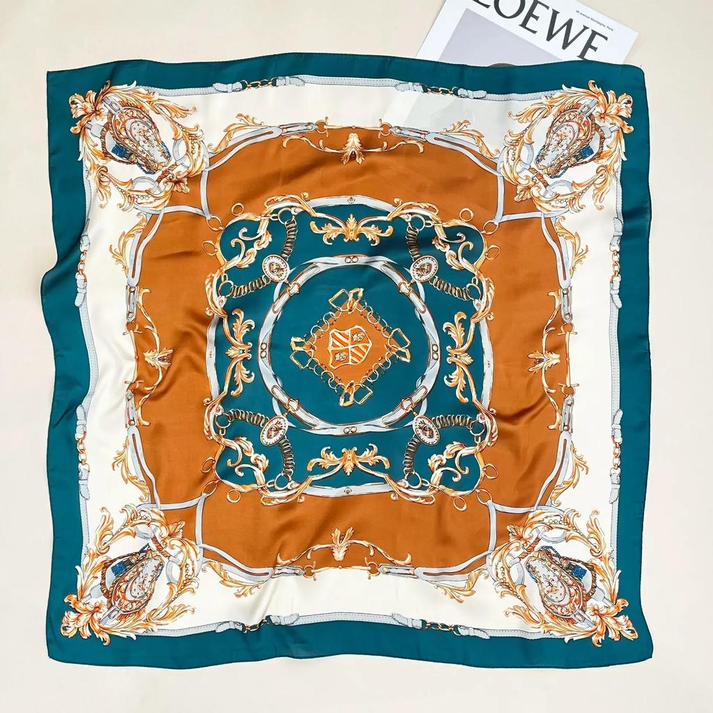 70*70cm Spring and New Small Square Scarf Outdoor Luxury Hairband Small Headscarf Soft Silky Kerchief Hijab Lady