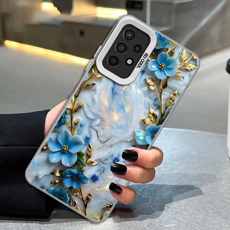 Phone Case for Samsung Galaxy A35 A34 A33 A32 A24 A23 A22 A14 A13 A12 5G Silicone Soft Shell Flower Marble Cover