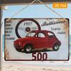 Retro Metal Wall Hanging Sign  1957 Red Car Design 127Meter Mark   Iron Decor Suitable for Living Room Bedroom Cafe B