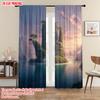 2pcs   plane printing Curtains&Window Treatment Scenery in Stone Hands 100% Polyester (without rod) Versatile All Use for