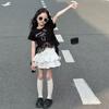 Girls Summer Short Sleeve Ruffle Dress Set with Bow Tie Trendy and Versatile