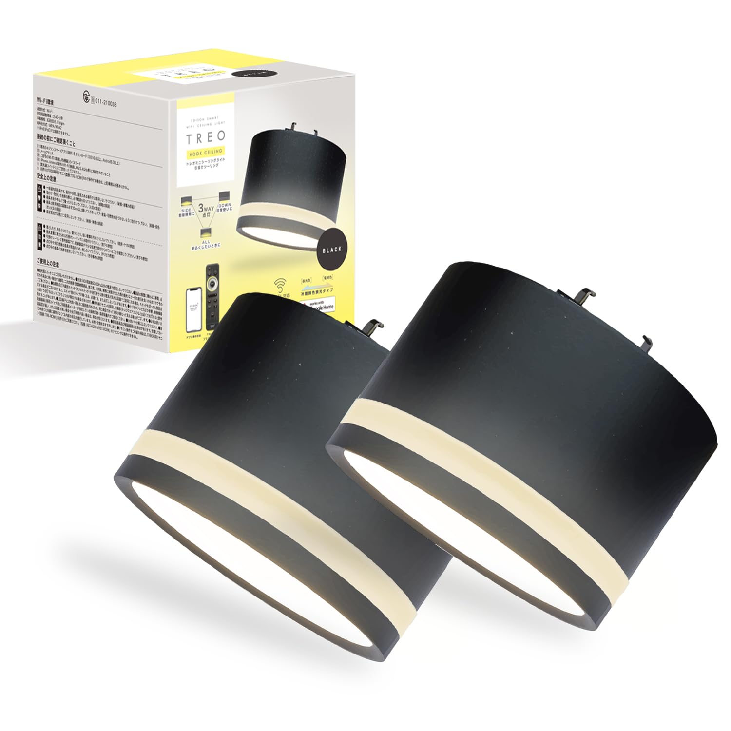 

Edison Smart TREO Mini Ceiling Light, for Hook-Type Ceiling Mounts (Black), Alexa Compatible, Compact Smart Lighting, Spotlight, Compatible with TREO