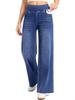 2025 High Waist Women's Wide Leg Jeans with Elastic Abdominal Control
