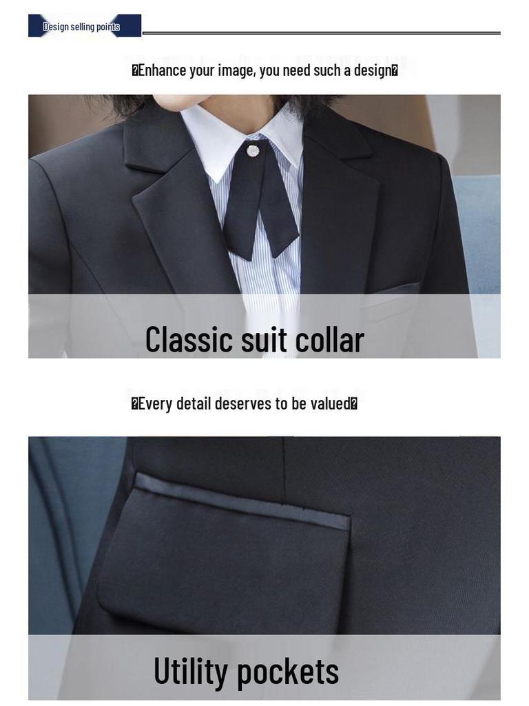 Elegant Black Women's Slim Fit Business Suit for Professional Settings