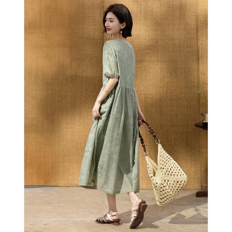 Demana Elegant Summer Embroidered V-neck Midi Dress