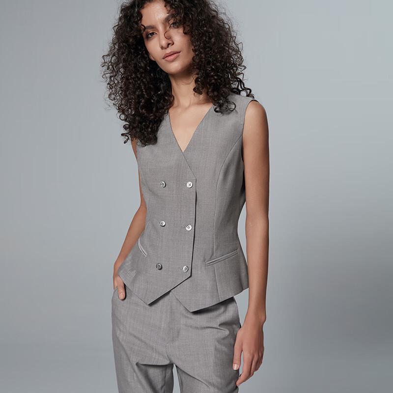 LadyS Elite Grey Wool Blend Professional Three-Piece Suit