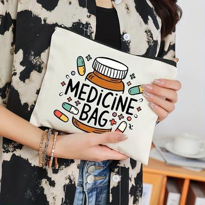 Canvas Makeup Bag Zippered Travel Portable Lightweight Makeup Pouch Large Capacity Durable Toiletry Bag Foldable Storage Bags Student Pencil Case