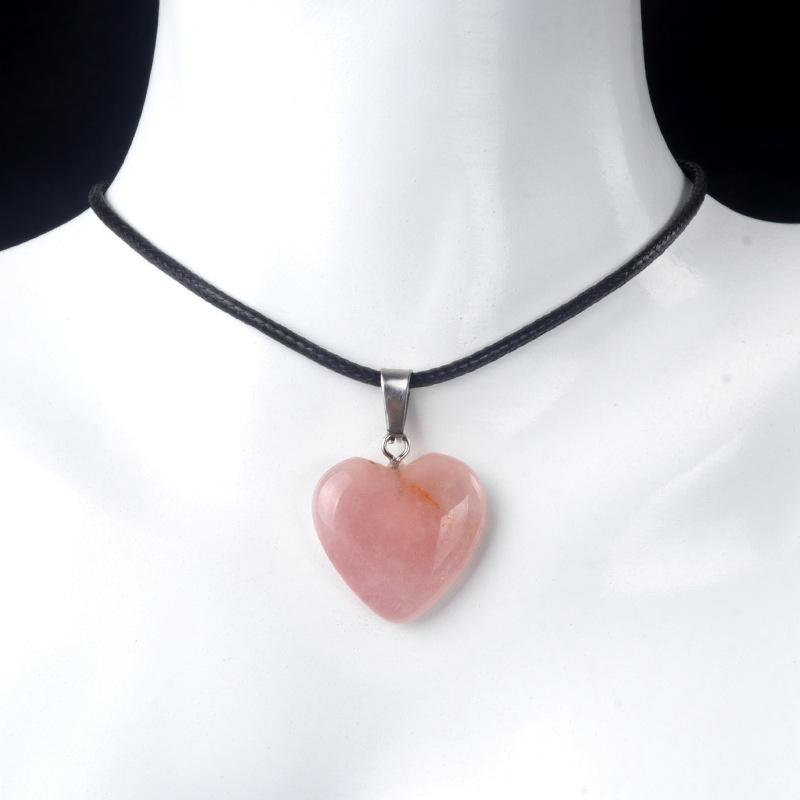 1 Stück Naturstein Herzform Anhänger Kristall Amethyste Heilkristall Halskette Damen Charme Herren Schmuck