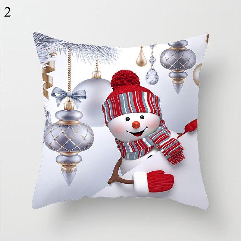 Set Di 4 Federe Per Cuscino Natalizie 45x45 Cm – Lino E Cotone Con Cerniera, Decorazione Per Divano E Soggiorno, Motivo Festivo