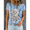 Fashion Women Retro Creative Cat Pattern Print T Shirt Funny Casual O-neck Short Sleeves T-shirt Summer Female Tee Shirt