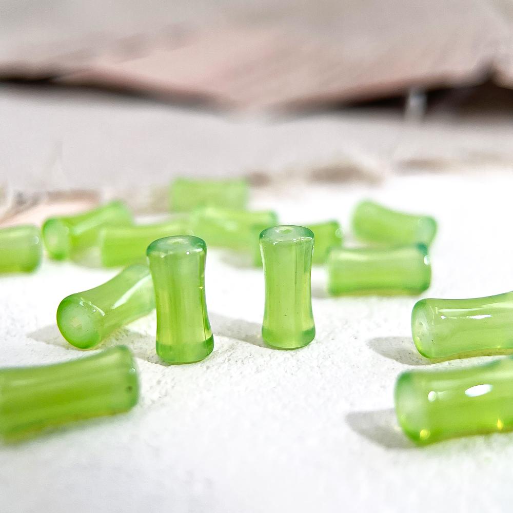 20pcs 60pcs 6x12mm Bamboo Joint Shape Bulk Green White Loose Spacer Beads DIY Jewelry Making Bracelet Necklace Handmade Supplies