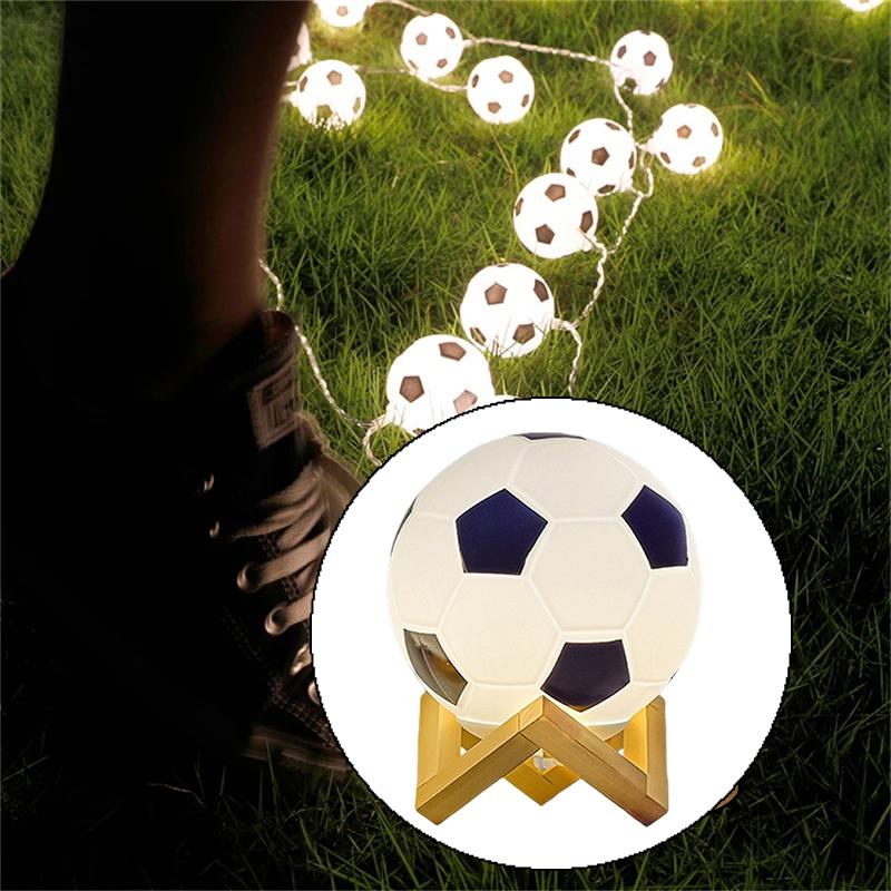 LED-fotbollsnattlampa massivt trä glas litet bordsljus Fjärrkontroll Dimning vid sängkanten sovrum Studiedekoration nattlampa