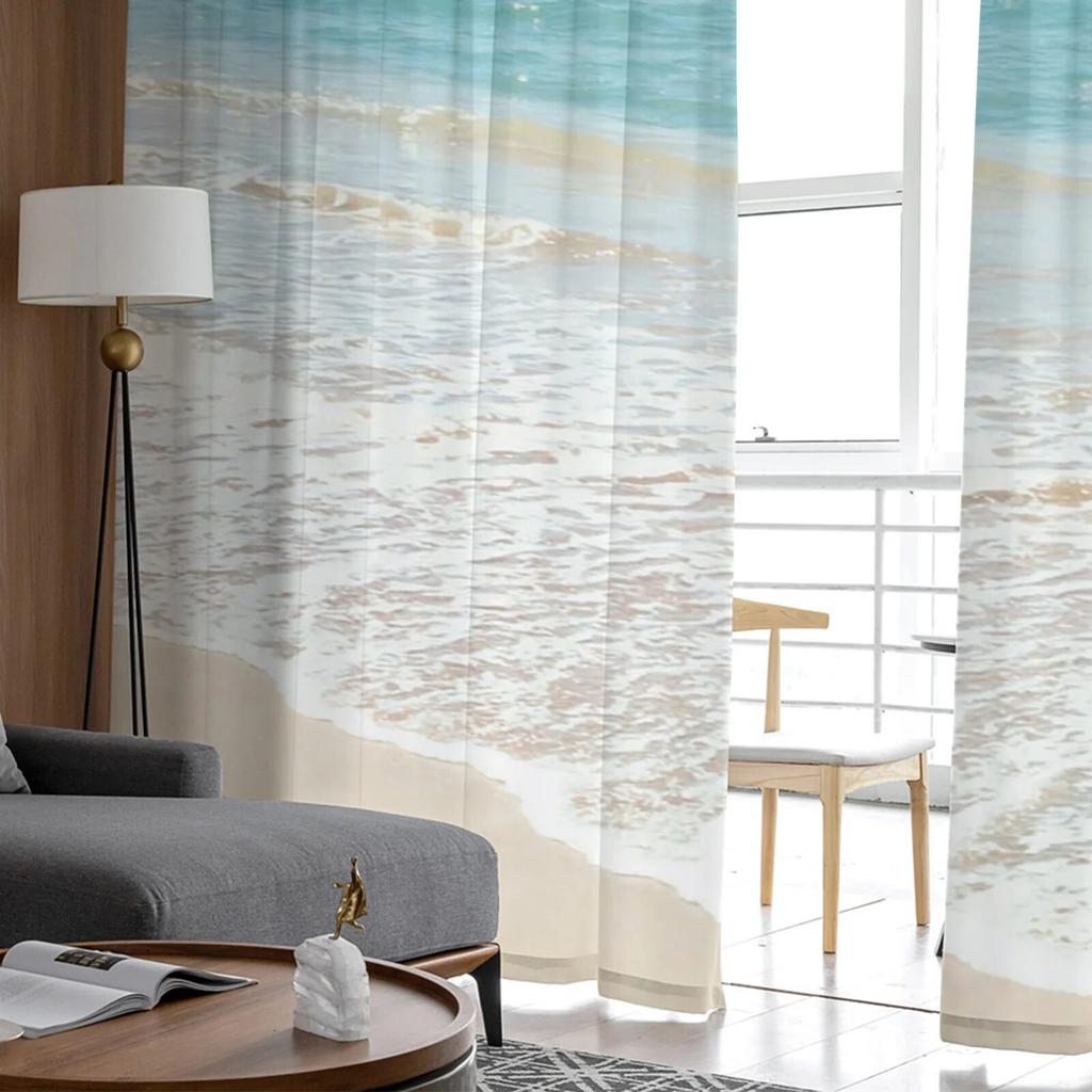 Beach Sky Sea Tulle Curtains for Living Room Bedroom Decor Chiffon Sheer Voile Kitchen Window Curtain