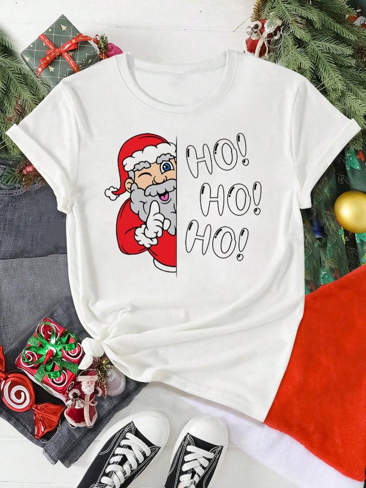Women Christmas Santa Claus Printed T Shirt Christmas Xmas Gifts Cartoon Top Tshirt Harajuku Fashion New Year T-shirt