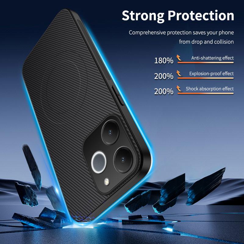 Ultra Thin Carbon Fiber Phone Case For Realme Narzo 70 Pro N61 Silicone Magnetic Wireless Charge Back Cover For Realme Narzo N61