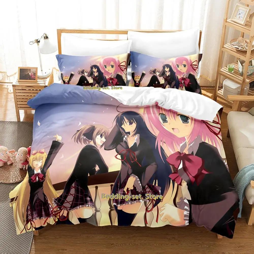 New Seitokai No Ichizon Bedding Set Cartoon Anime Three-piece Set Adult Kid Bedroom Duvetcover Sets Men Duvet Cover Set for Boys
