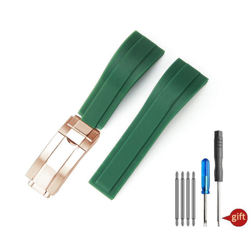 Watchband 20mm Nature Soft Silicone Rubber Watchband For Rolex Watch Strap Daytona Submariner GMT OYSTERFLEX Bracelet Folding Buckle