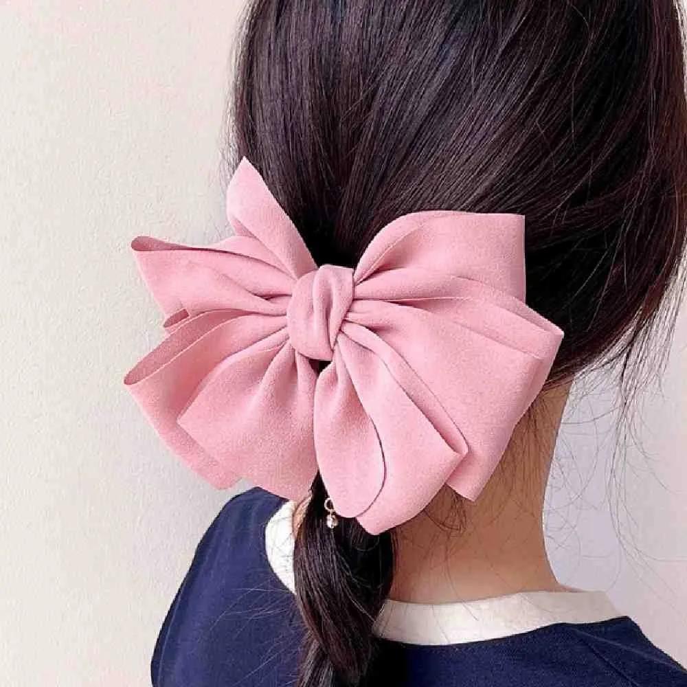 Chamol automatic ribbon pin pink large ribbon hair clip large ribbon pin half-up hair clip automatic half-up pin