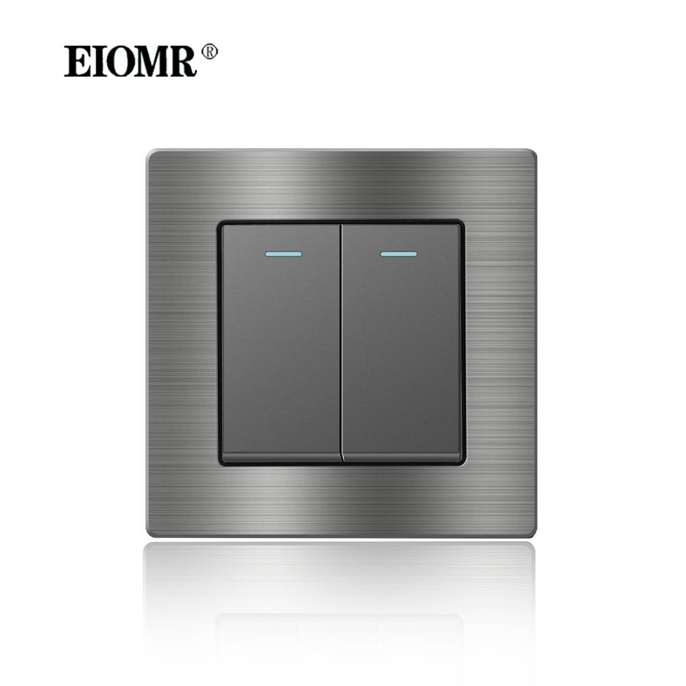 EIOMR France Standard Electrical Socket Grey Aluminum Alloy Panel Light Switch Rj45 Tv 220V 16A Wall Outlets for Home Appliance