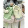 Two-Tone Color-Blocking Backpack For Women Lightweight And Versatile Suitable For Middle And High School Students Large-Capacity Travel Bag