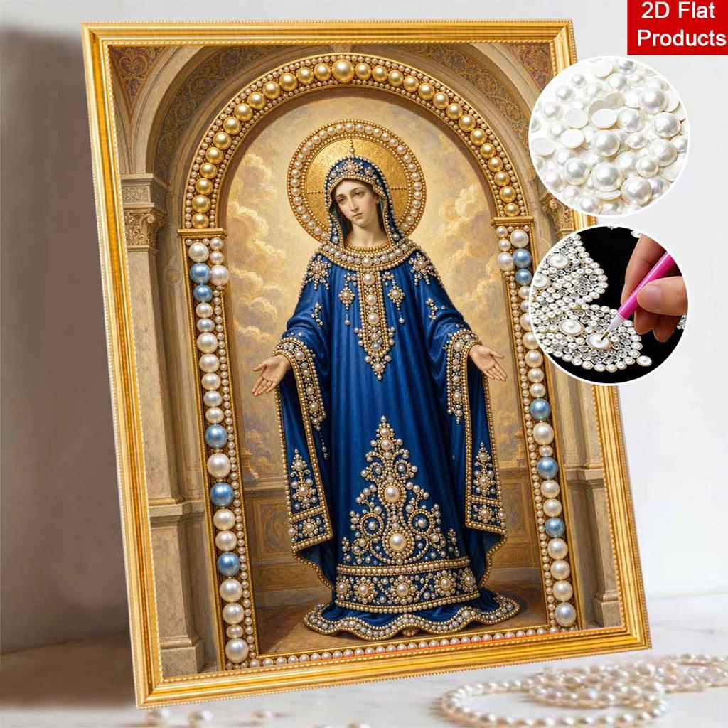 DIY 3D Pearl Diamond Painting Art Set Blessed Virgin Mary Religious Home Decor Art Set Wall Art