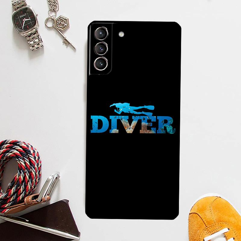 Scuba Diver Diving Case For Samsung Galaxy S25 Ultra S20 S21 S22 S23 Plus S9 S10 S25 FE S24 Ultra Cover Coque