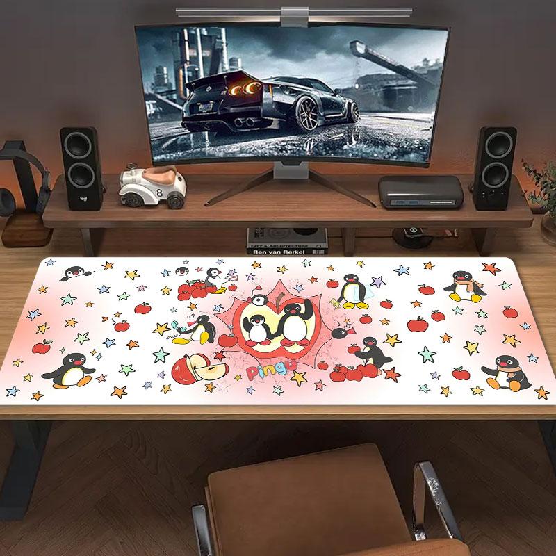 Penguin Silhouette Art Large Size Mouse Pad Large Gaming Table Cushion Nonslip Laptop Tablet Big Mousepad Xxl Mat Mini Pc Playmat With Lock Edge