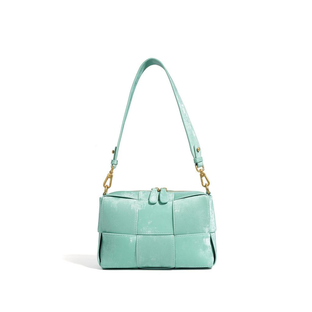Small Square Bag, Bucket Bag, Hand-woven Bag, New Shoulder Underarm Bag, Women's Leather Messenger Bag.