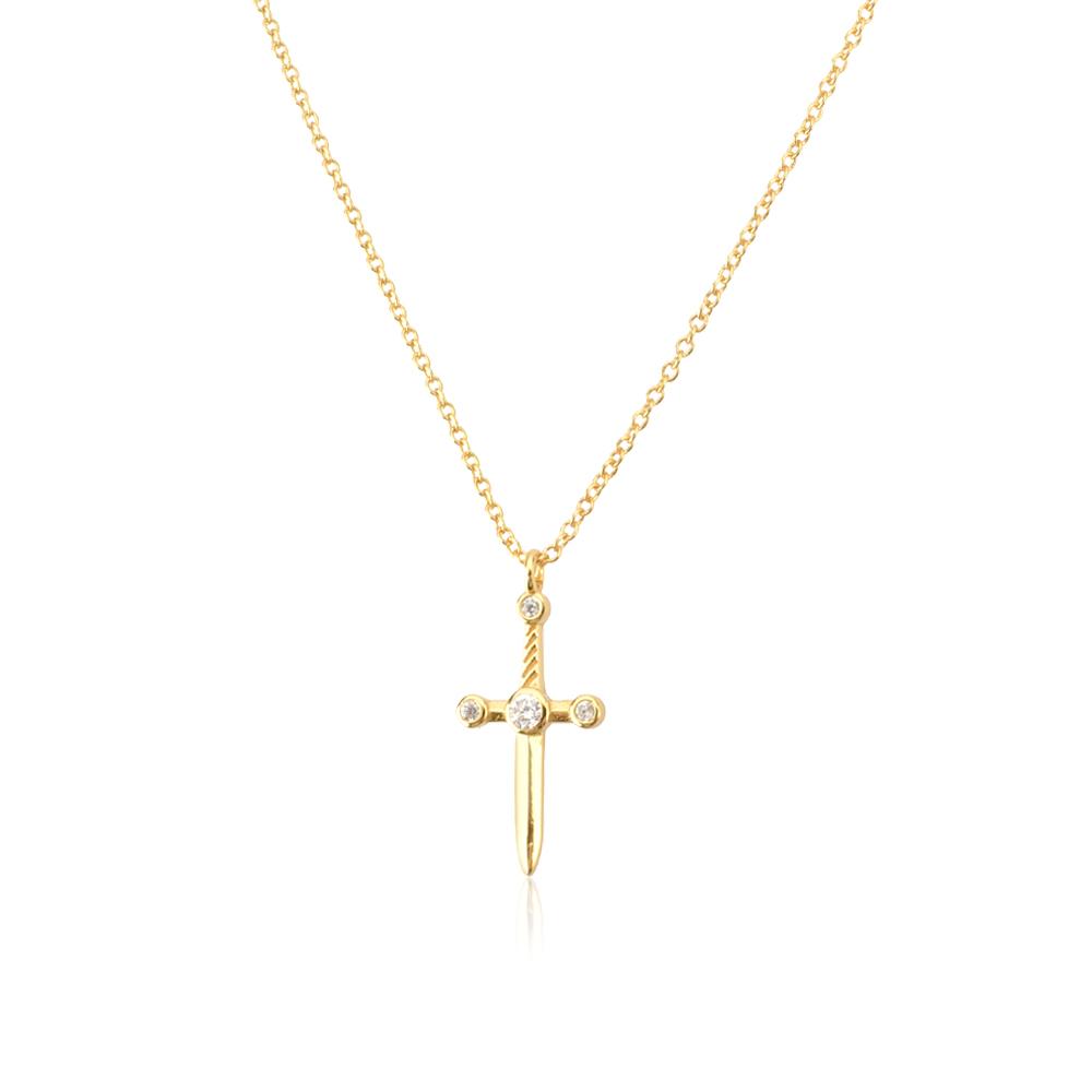 

New Sterling Silver Gold Sword Small Pendant Long Chain Necklace Plain Wedding Rock Punk Thin Jewelry Gift золотий