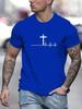 Summer Men's Loose T-shirt 100% Cotton Comfortable Fashion Cross Print Slim Casual Sports Round Neck Short-sleeved T-shirt Top