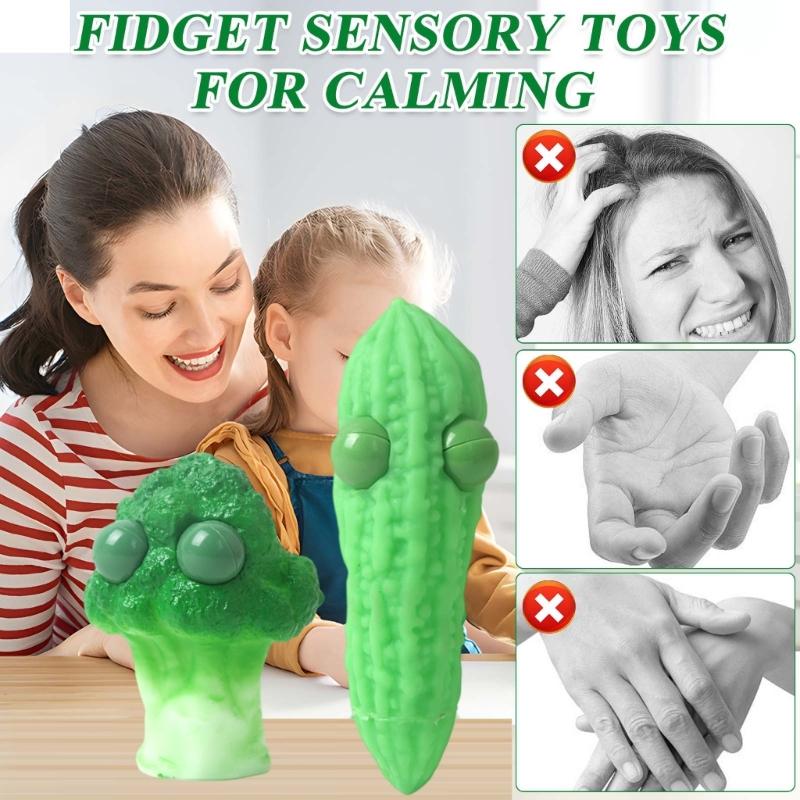 AntiStress Squeeze Toy with Eye Popping Design Sensory Squeezable Vegetable Toy for Child and Adult Tension Eliminating