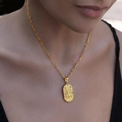 18K Gold-Plated Zodiac Pendant Necklace with Zircon