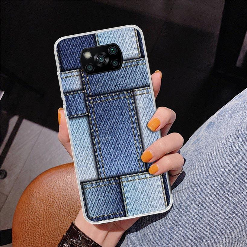 Jeans Cowboy Denim Printed Phnoe Case for Xiaomi Poco X5 X6 X7 Pro X4 Gt F7 Ultra M8 M7 Redmi 15C 15 13C 13 12C 12 Unique Cover