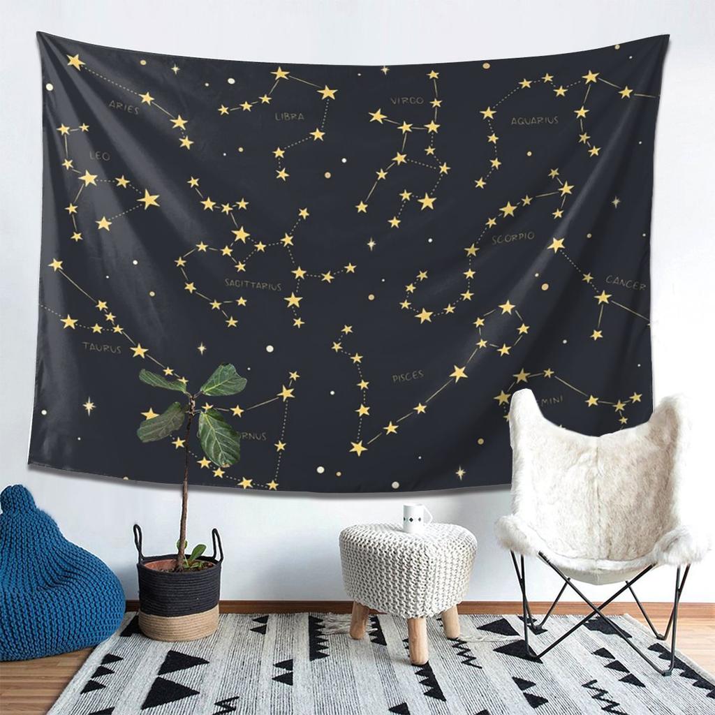Zodiac Constellations Space Tapestry Decoration Art Aesthetic Tapestries for Living Room Bedroom Home Wall Cloth Wall Hanging