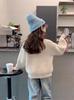 2026 Korean-Style Girls' Velvet Sweater - High Collar, Thick, Warm Winter Long Sleeve