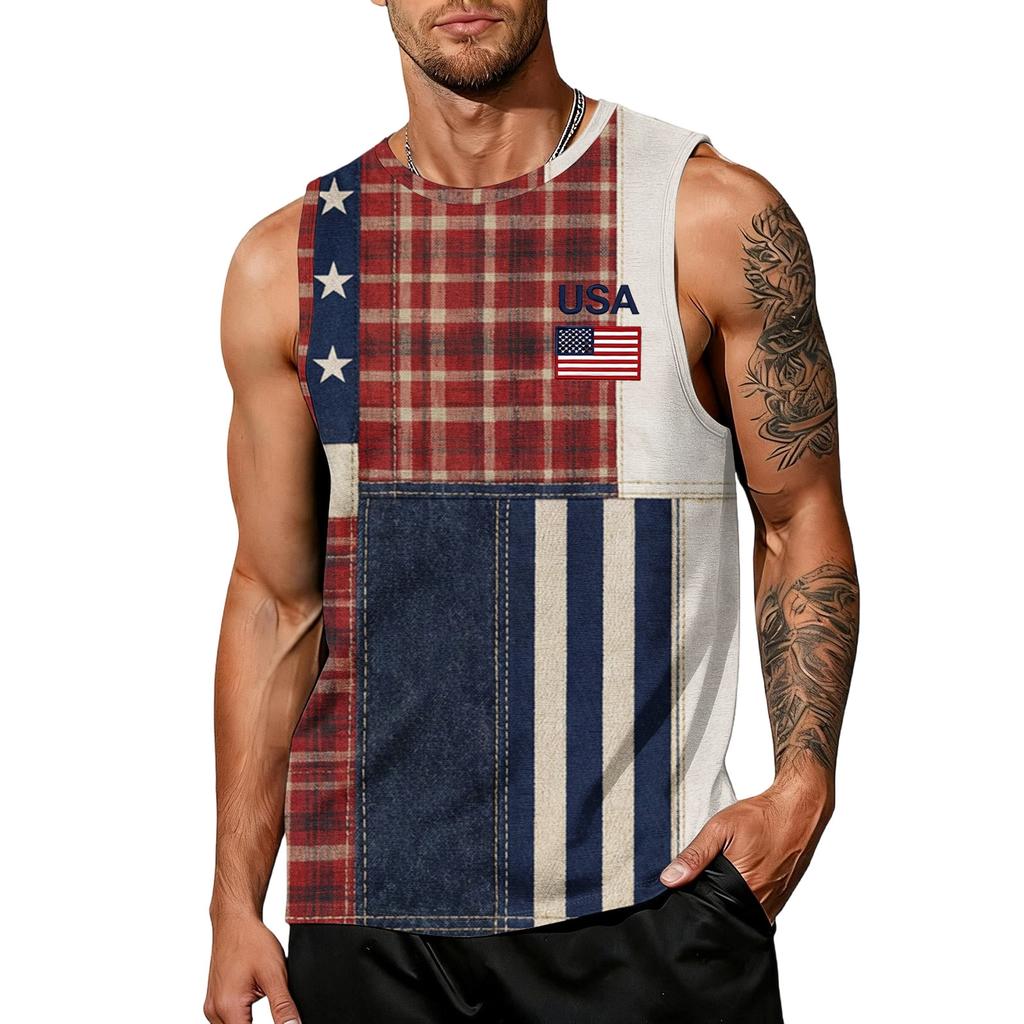 Men 4th Of Shirts USA Muscle Sleeveless Shirt Patriotic Tank Tops