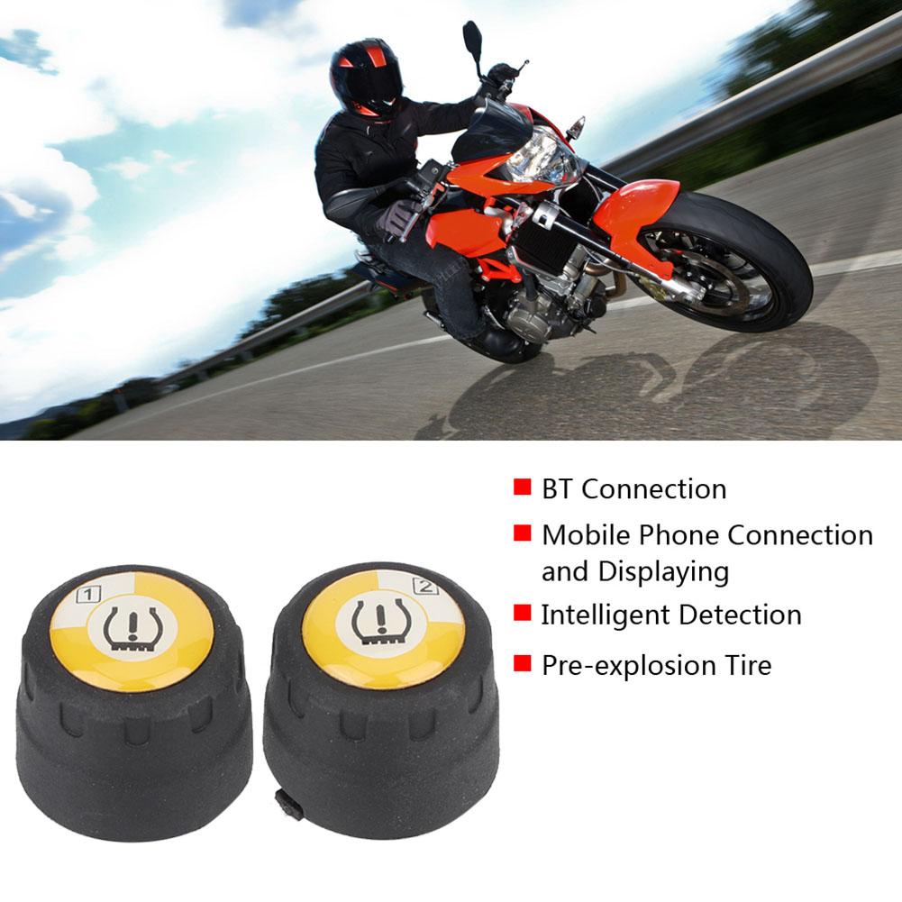 Motorcycle TPMS BT Tire Pressure Temperature Monitoring System for iOS Android W Tire Sensor