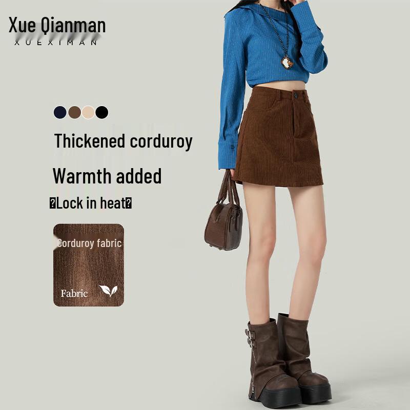 

Xueqiman Maillard Corduroy A-line Short Skirt M