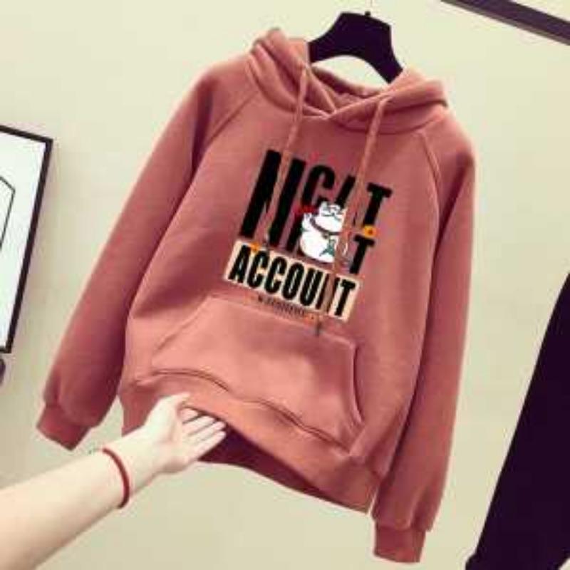 

Толстовка из толстого бархата для женщин, свободного корейского стиля, осенне-зимняя куртка с капюшоном, модная, универсальная M красный