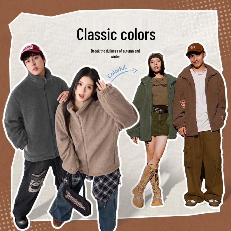 Jeanswest Men's Double-Sided Fleece Stand-Collar Jacket