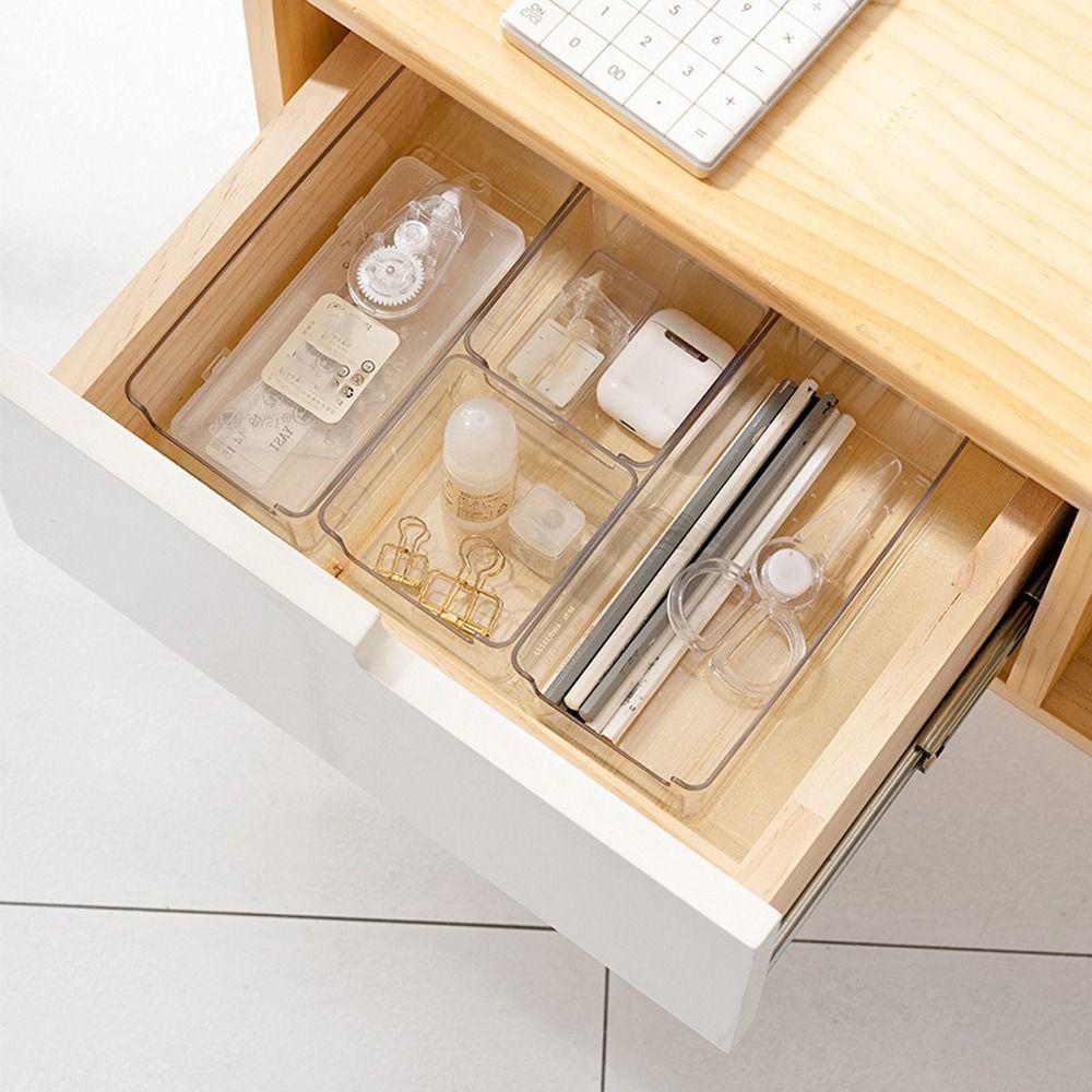 Plastic Clear Makeup Boxs Compartment Multifunctional Plastic Trays Organizer Transparent Decoration Cabinet Storage Drawer