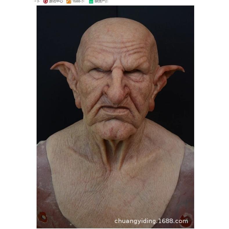 New Halloween Granny and Grandpa Face Wig Elderly Mask Headgear Pointed-Eared Old Man Mask Without hair