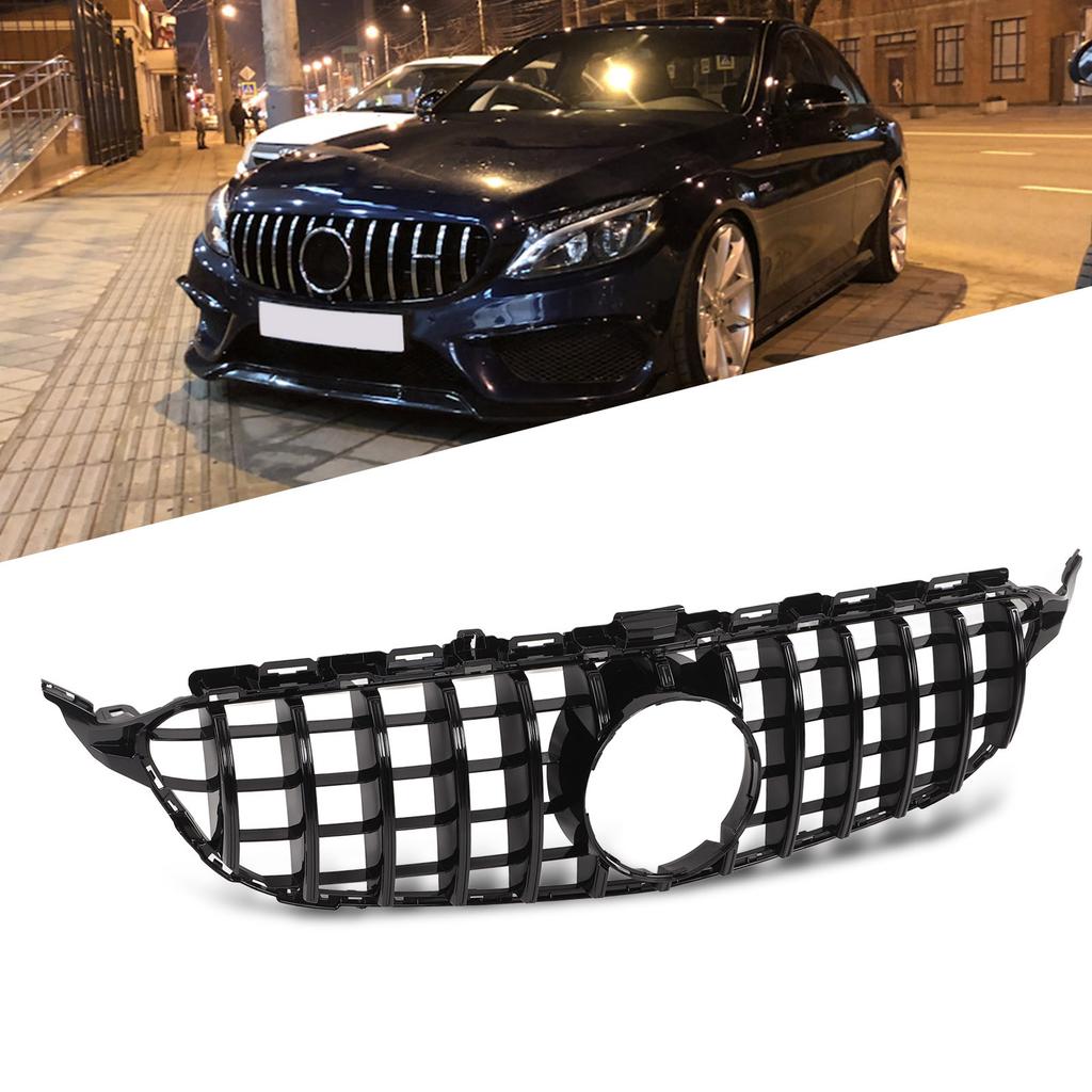 For Panamericana GT   Grille Replacement for   C Class W205 C205  05 PreFacelift 20152018(Gloss Black )