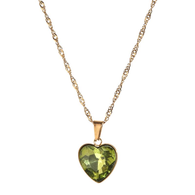 Exquisite Sparkly Heart Pendant Clavicle Chain Necklace - Stainless Steel, Street Style Sweet Cool Peach Heart Design.