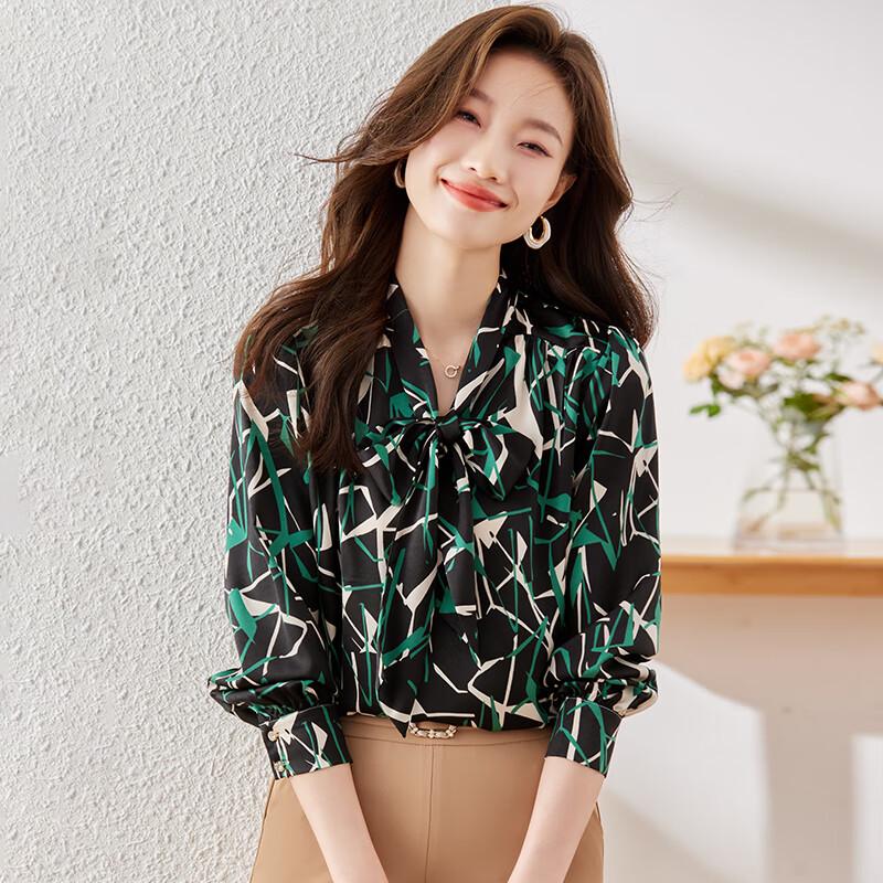 Women s Elegant Floral V-Neck Long Sleeve Blouse 3XL