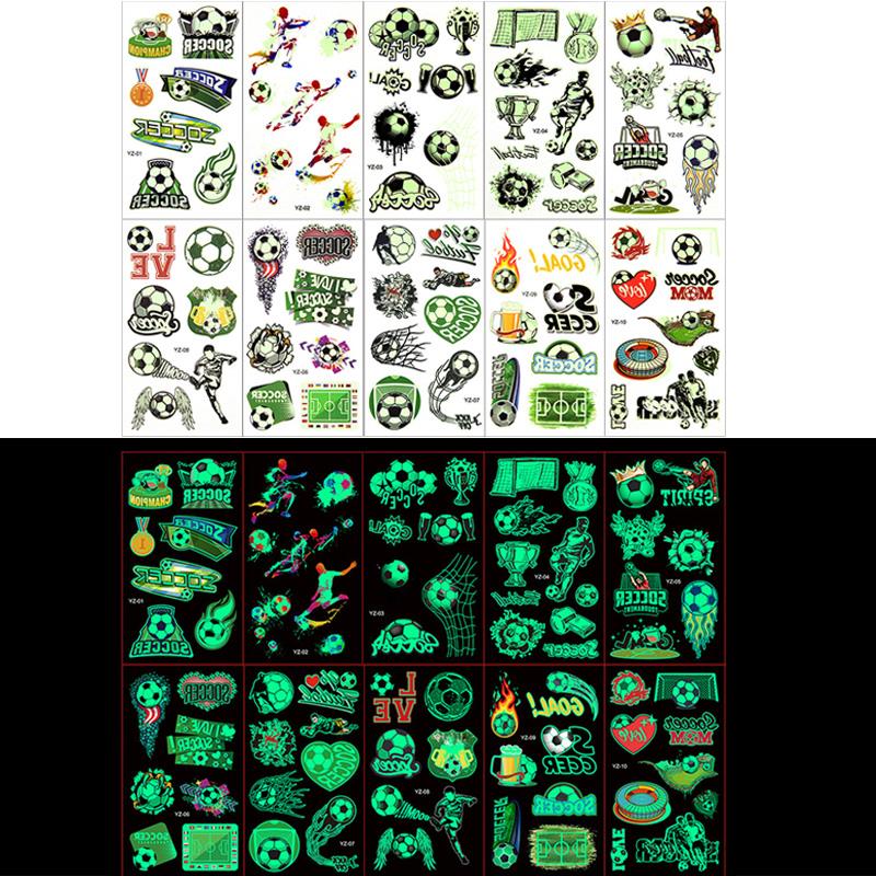 

10 шт. Светящиеся тату-наклейки для футбольной вечеринки для детей, спортивная футбольная тематика, украшения для вечеринки по случаю дня рождения, подарок для гостей