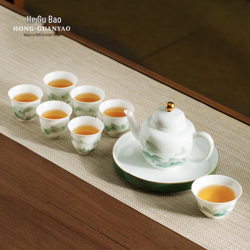 Red Official Kiln  A Thousand Li of Rivers and Mountains  Ceramic Tea Set